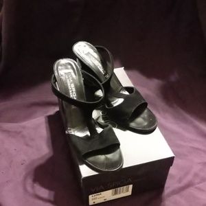Via Spiga black suede heels
